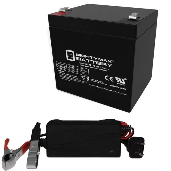 12V 5AH Replacement Battery for HP-204503-001 With 12V Charger, Mighty Max Battery, Mfr#: MAX3942979